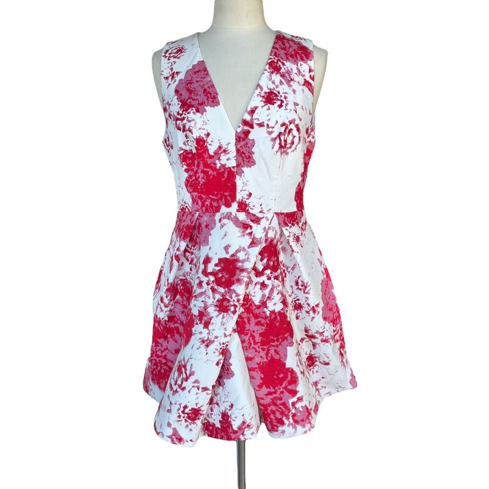 KEEPSAKE Mini Dress Dahlia Gone Girl Size L Ivory Rose Floral Fit & Flare